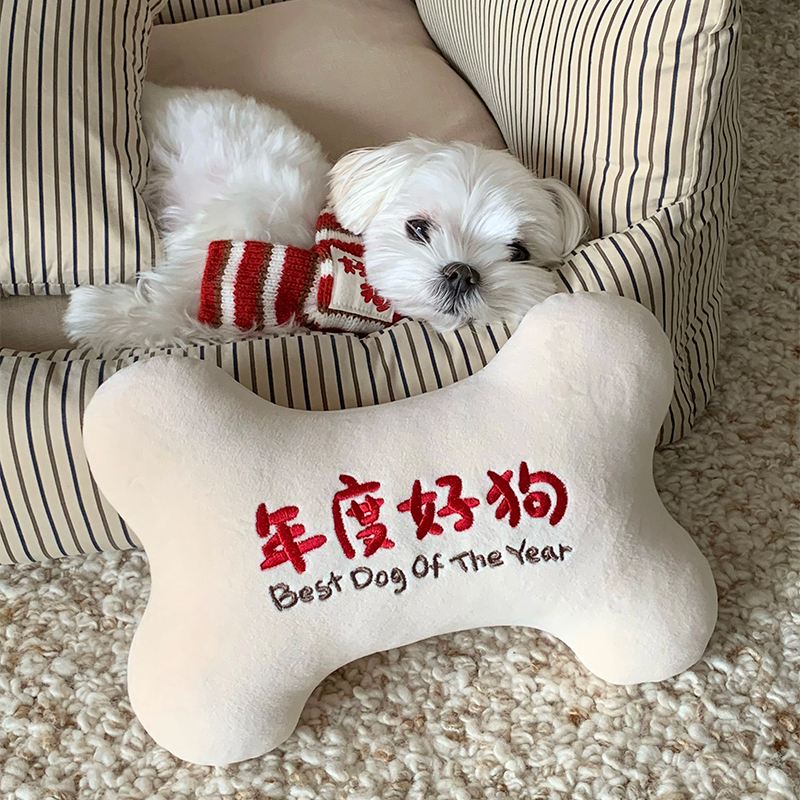 dadoodle年度好狗刺绣枕头