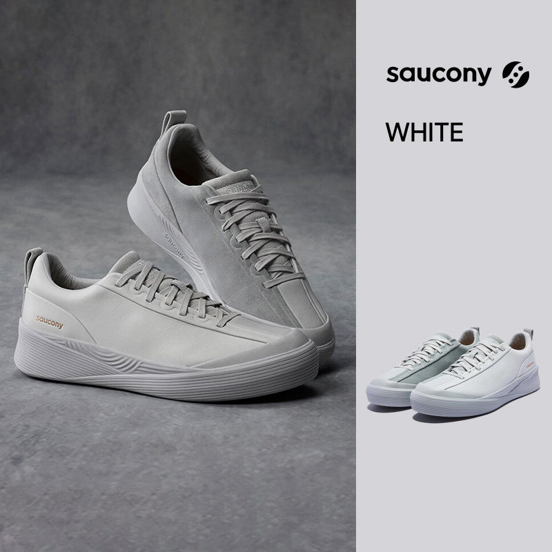 Saucony索康尼WHITE系列情侣款运动休闲百搭牛皮跑步鞋小白鞋1898