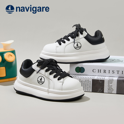 Navigare意大利小帆船童鞋冬板鞋男童休闲校园百搭潮鞋女童小白鞋