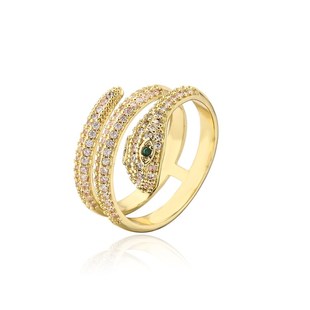 蛇形锆石戒指 铜镀真金动物戒指女小众个性 急速发货澳古 欧美时尚