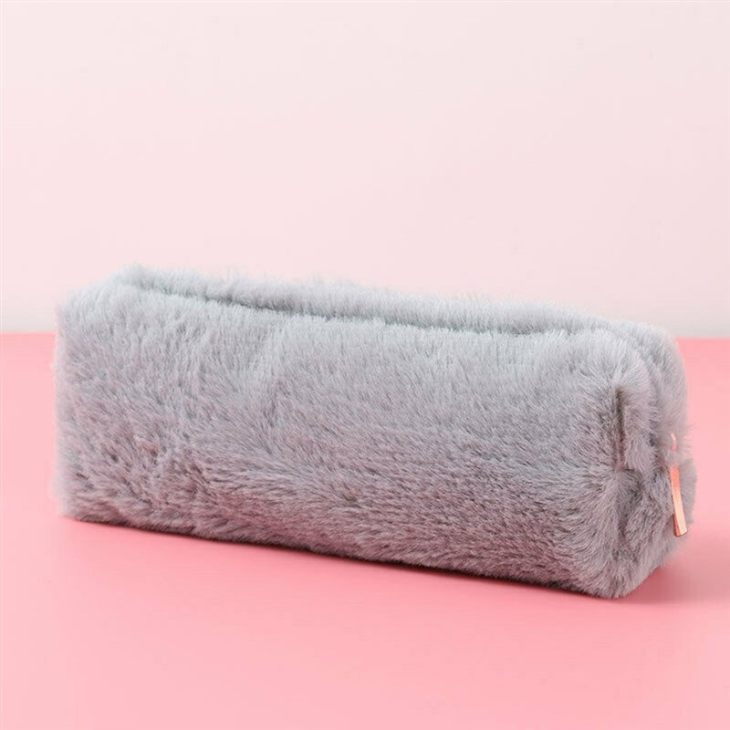 极速Lovely Girl Plush Fuzzy Fluffy Cute Pencil Case Makeup P