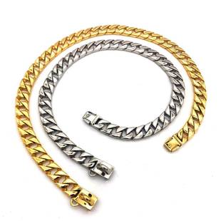 爆款升级款15MM宽满焊狗链项圈脖圈狗绳中大型犬牵引绳不锈钢材质