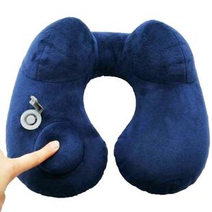 工厂按压充气U型头枕旅行便携U型枕户外折叠便携护颈枕充气枕