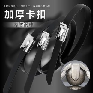 浸塑包塑黑色自锁式 直销源厂家包塑不锈钢扎带5.6mm宽10mm 不锈钢