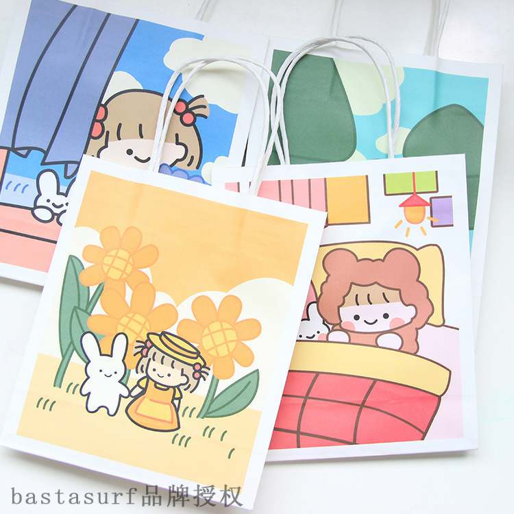 网红Cute cartoon Tote Bag ins wind double-sided pattern pape 饰品/流行首饰/时尚饰品新 首饰箱 原图主图