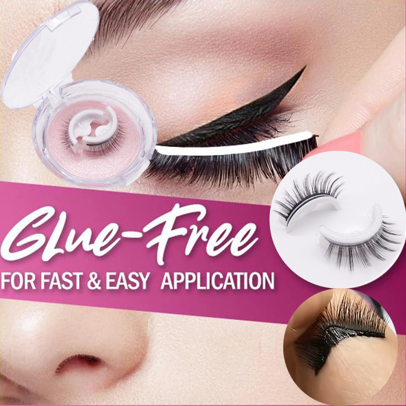 速发1Pair Reusable Self-adhesive False Eyelashes 3D Mink Las