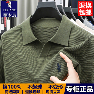 啄木鸟夏季新款全棉时尚翻领短袖polo衫男士纯棉休闲男装针织t恤