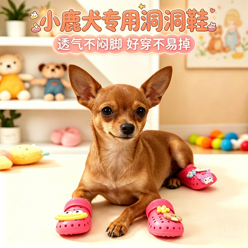 小鹿犬专用狗狗凉鞋小狗鞋子夏透气宠物小型犬狗鞋夏季洞洞鞋不掉