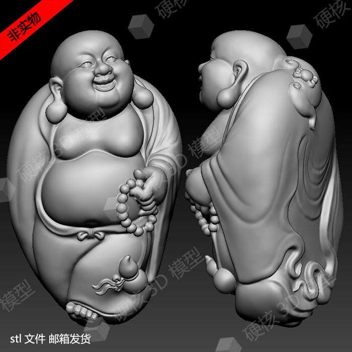 stl文件三维立体图弥勒佛笑佛佛像挂件圆雕图雕刻机3d模型1238