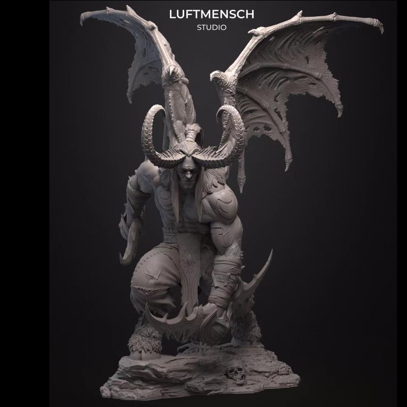 魔兽世界恶魔猎手伊利丹 3D打印模型源文件STL数据图纸高精度手办