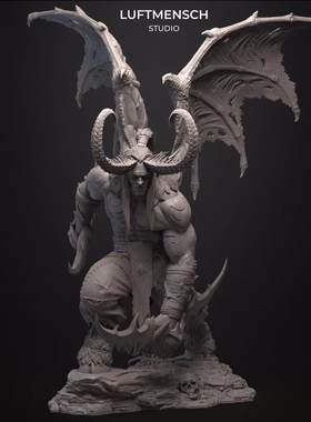 魔兽世界恶魔猎手伊利丹 3D打印模型源文件STL数据图纸高精度手办