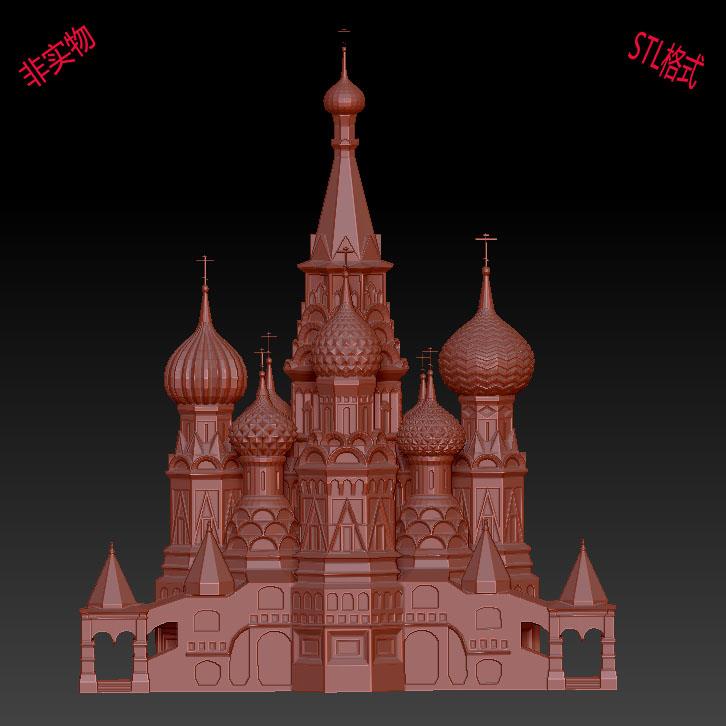 三维立体图圆雕图3d打印stl格式建筑模型城堡教堂3d模型1276
