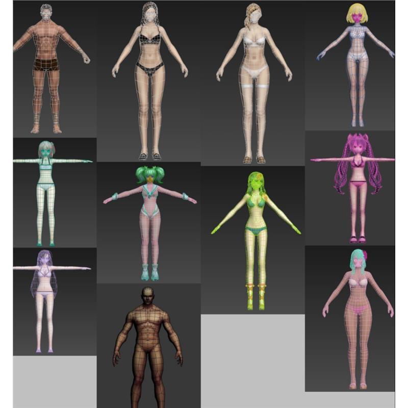 优秀BaseMode-超级形体包-基础模型-素体-裸模3d男女小孩角色模型