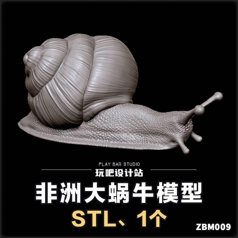 昆虫非洲大蜗牛STL三维模型3D打印圆雕图纸C4D动物手办建模参考
