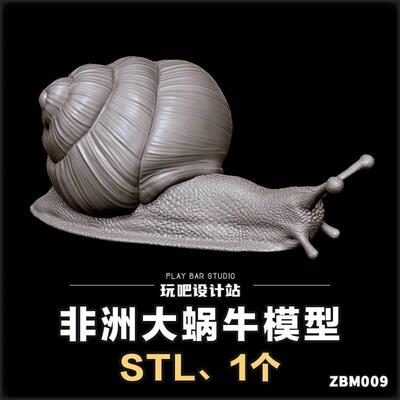 昆虫非洲大蜗牛STL三维模型3D打印圆雕图纸C4D动物手办建模参考