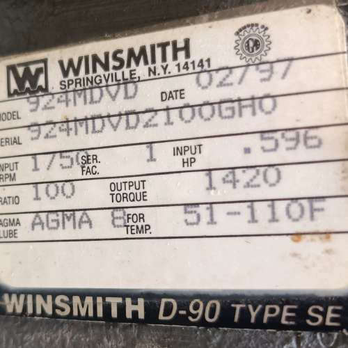 【议价】Winsmith减速机D-90 TYPE SE，输入功率1.