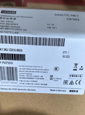 【议价】6ES7343-1CX10-0XE0全新原装正品质保一年