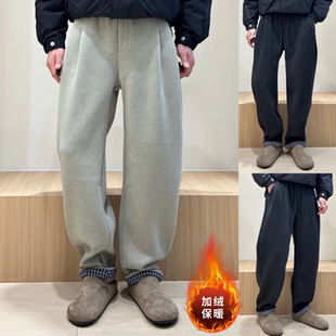 加绒休闲裤冬季轻奢高品质裤子系绳卫裤男士时尚简约高级百搭潮流