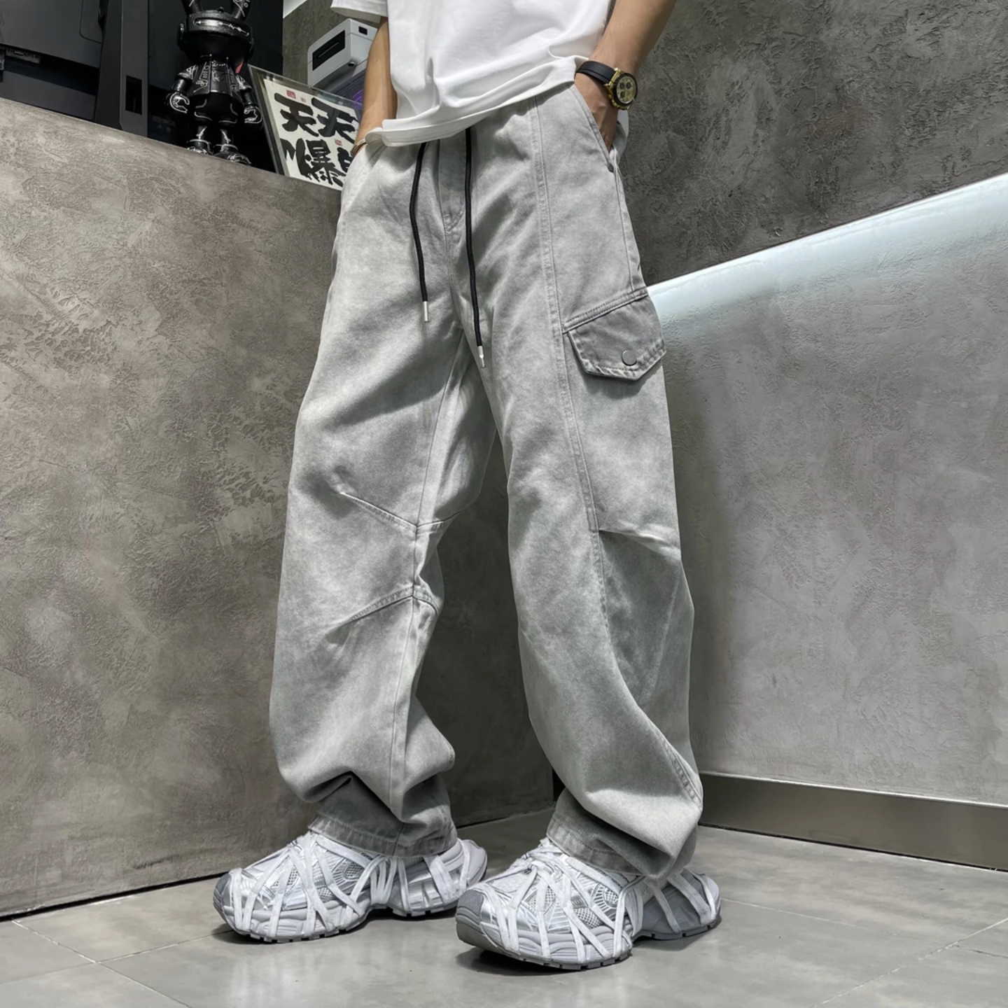 秋季新款美式工装风直筒休闲裤男