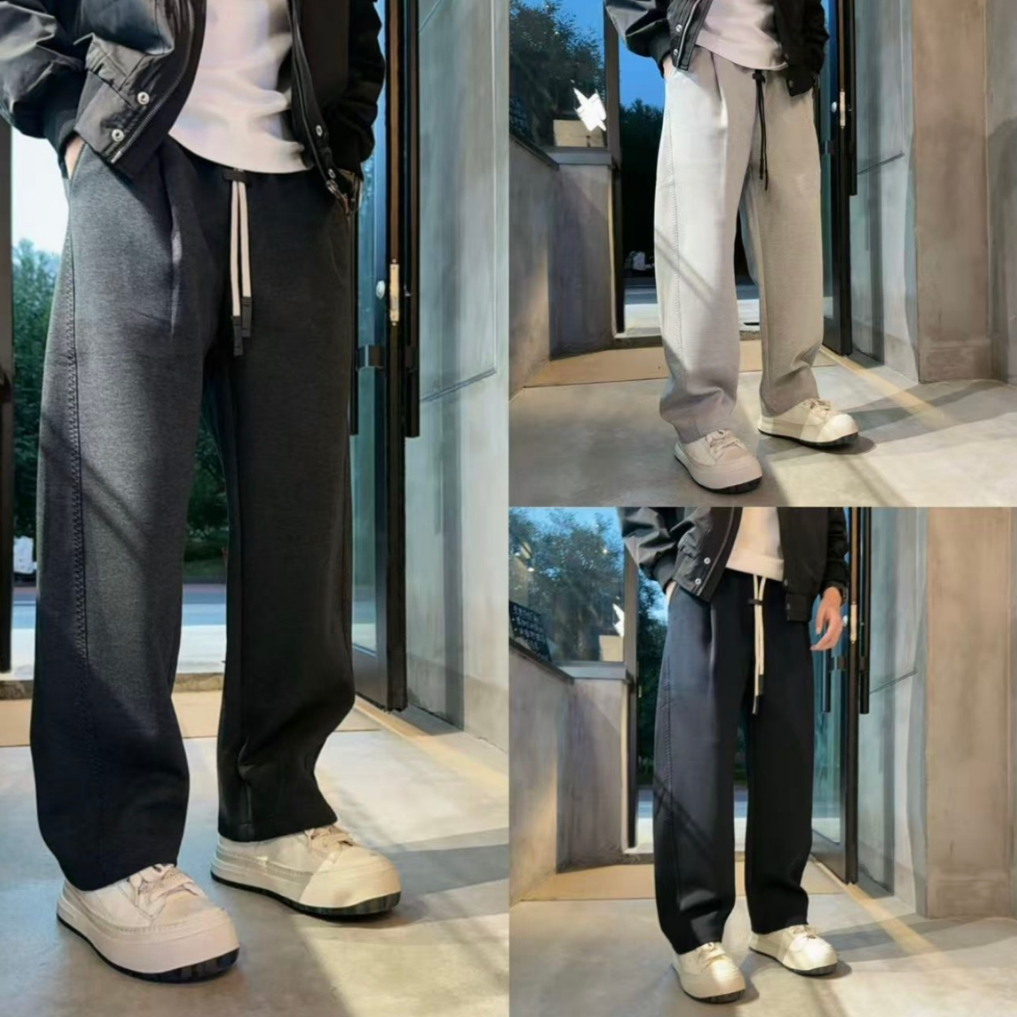 秋季韩式简约休闲弯刀裤男士