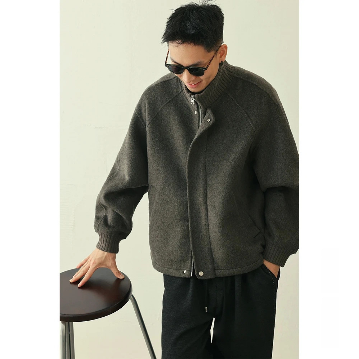 男士立领夹克冬季新款高级感轻奢简约百搭时尚休闲气质外套高品质