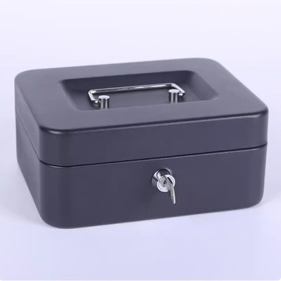 新防火储物盒带锁小收纳铁盒家用证件保险箱小型迷你钱箱手提保管