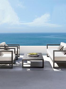 户外发茶几组合庭院酒别墅水防晒店民宿室NEH外铝沙合防金沙发组