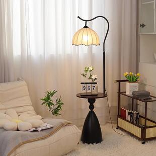 中古灯风复古卧室床头落地沙YKM发旁茶几落地灯置物架一厅体客台