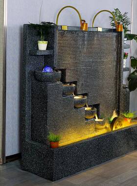 水幕墙流水喷墅泉客厅YAG件别花园庭院公司屏风招财工艺风品摆水