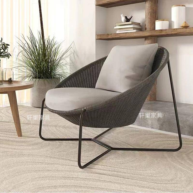 户外阳沙休闲桌椅躺椅客厅圆形懒人织发GQU茶台编几家用藤椅庭院