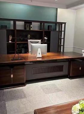 深办公家具实木老板桌办公厂室老板桌新式VRN实木办公桌老中板桌