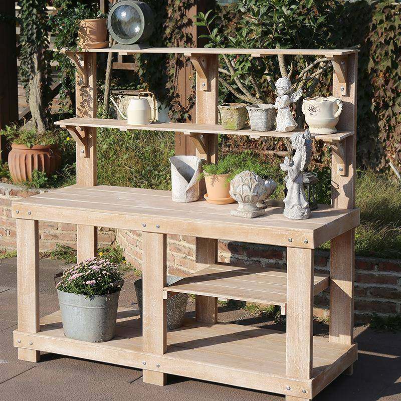 可定VZD腐制防木花架操作台庭院户外工具台园艺装制作台花架盆饰r