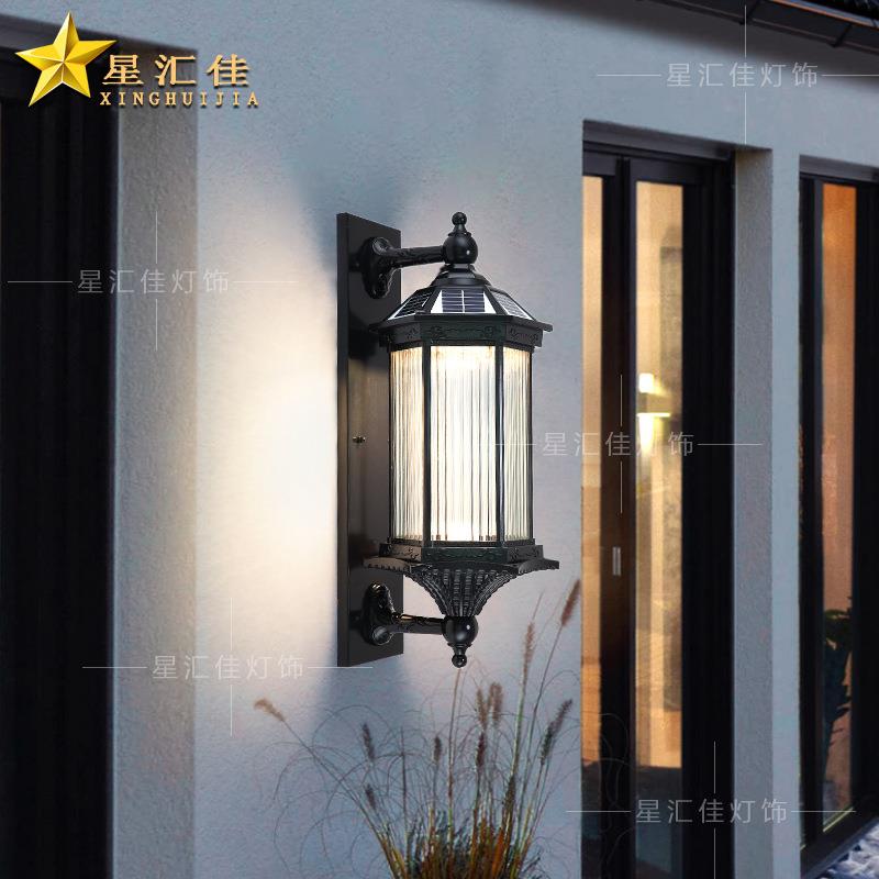 太阳能户外壁灯新中式别墅大门口柱子围墙阳台室外防水庭院外墙灯