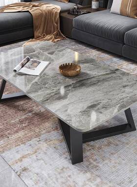 式用白色岩板茶几厅小户意型家现代简客约长方形时尚感轻奢TM-628
