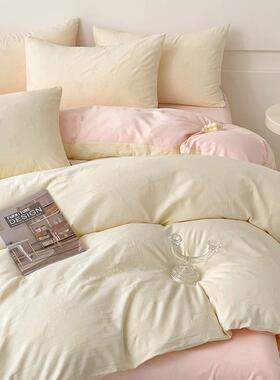 上纯四件套全棉45531A类三层纱提花被套床棉学生三宿舍件套床单可