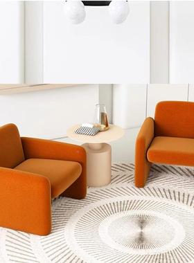 意式简约沙发圆桌待会议室店洽谈单人沙发椅酒大堂贵宾接室QOF沙