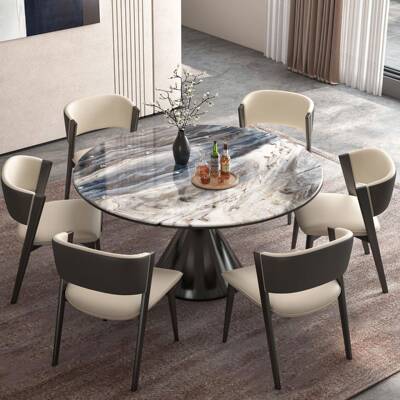意式然微晶DDM石高天端可伸缩餐可桌家圆用桌可折叠圆形小户型方