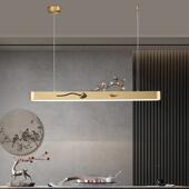 铜个性 室长条吊灯现代极茶简餐厅416吊灯艺约术创全意吧台新中式