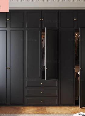 简约奢复VQC衣柜用卧室古实木黑家色衣柜小户型轻主卧黑色高款衣