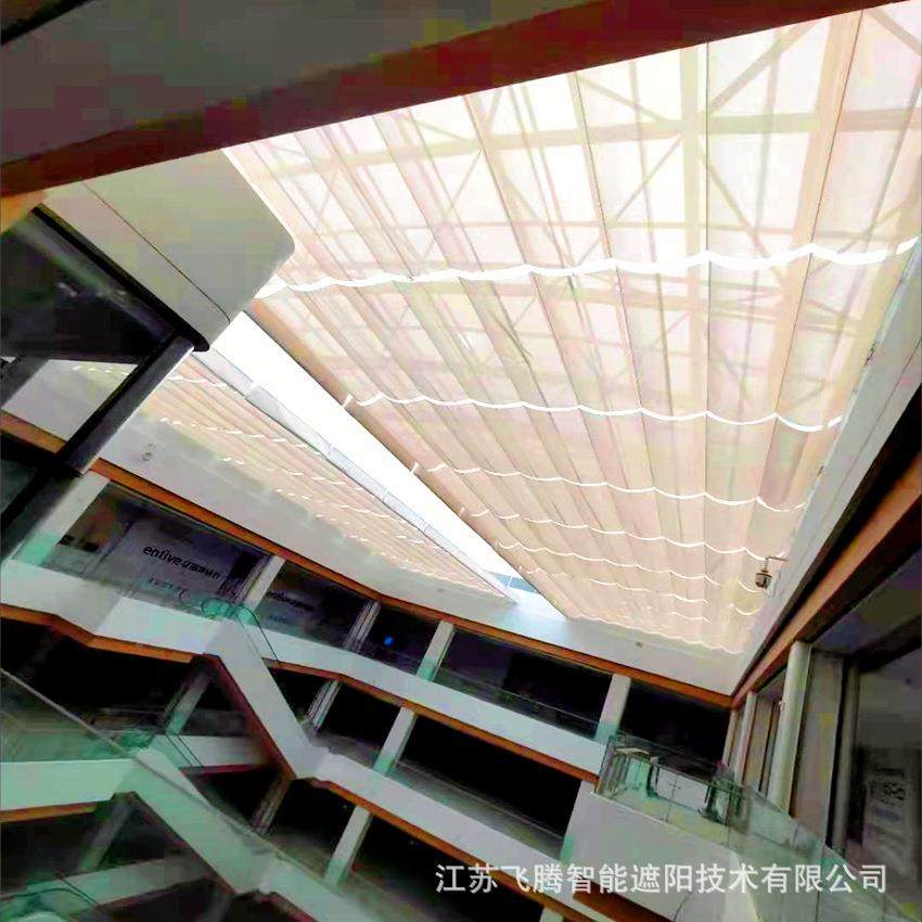 厂热房采HTV光顶房棚智能天棚帘玻顶电动遮阳帘遮光隔璃帘FCS遮阳