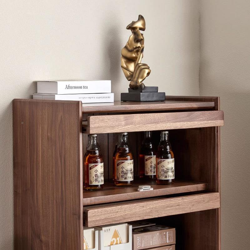 北美黑胡木桃木实斗PSH柜客厅实电视边柜樱桃木木沙发边柜功多能