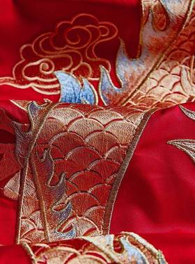 性价比款式婚DIK中多庆1陪20支长绒棉重工龙凤刺绣纯棉四件套嫁件