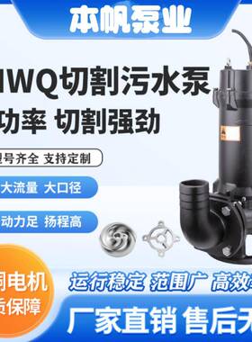 三相切割污水泵排污38v潜N水100GWQ65-10UZH2-4kw千瓦4寸切式割泵