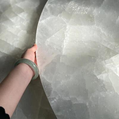奢进口冰河世纪MIE石天然奢圆饭餐桌意式轻大冰玉奢石家用客厅圆