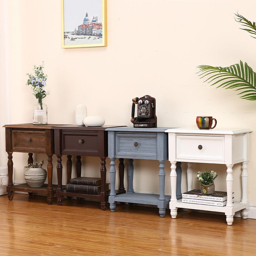 5ZV7F7556T7T美式实木古收纳柜复床边柜45迷你床室头柜田园卧夹缝