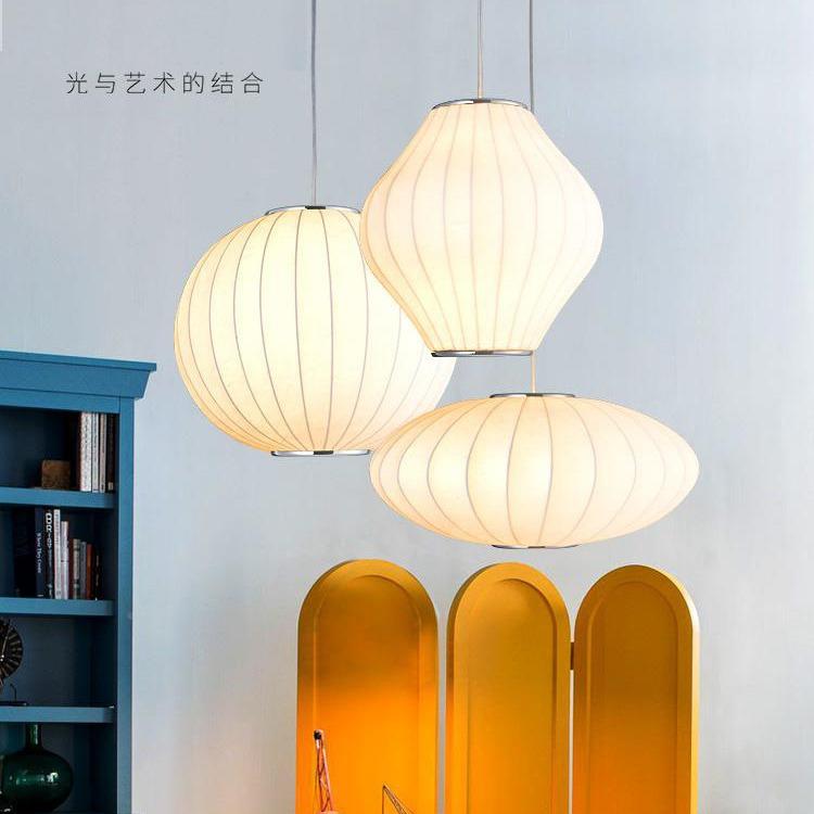 日式AL-60086装饰杀白色吊灯圆形笼飞碟布艺剧本料理店餐茶楼厅灯