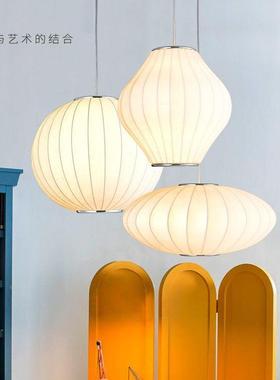 日式AL-60086装饰杀白色吊灯圆形笼飞碟布艺剧本料理店餐茶楼厅灯