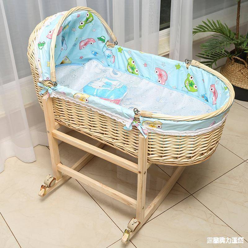 车婴儿新TBJ篮子手提老篮摇篮床藤编式左右摇载推车两用儿摇窝