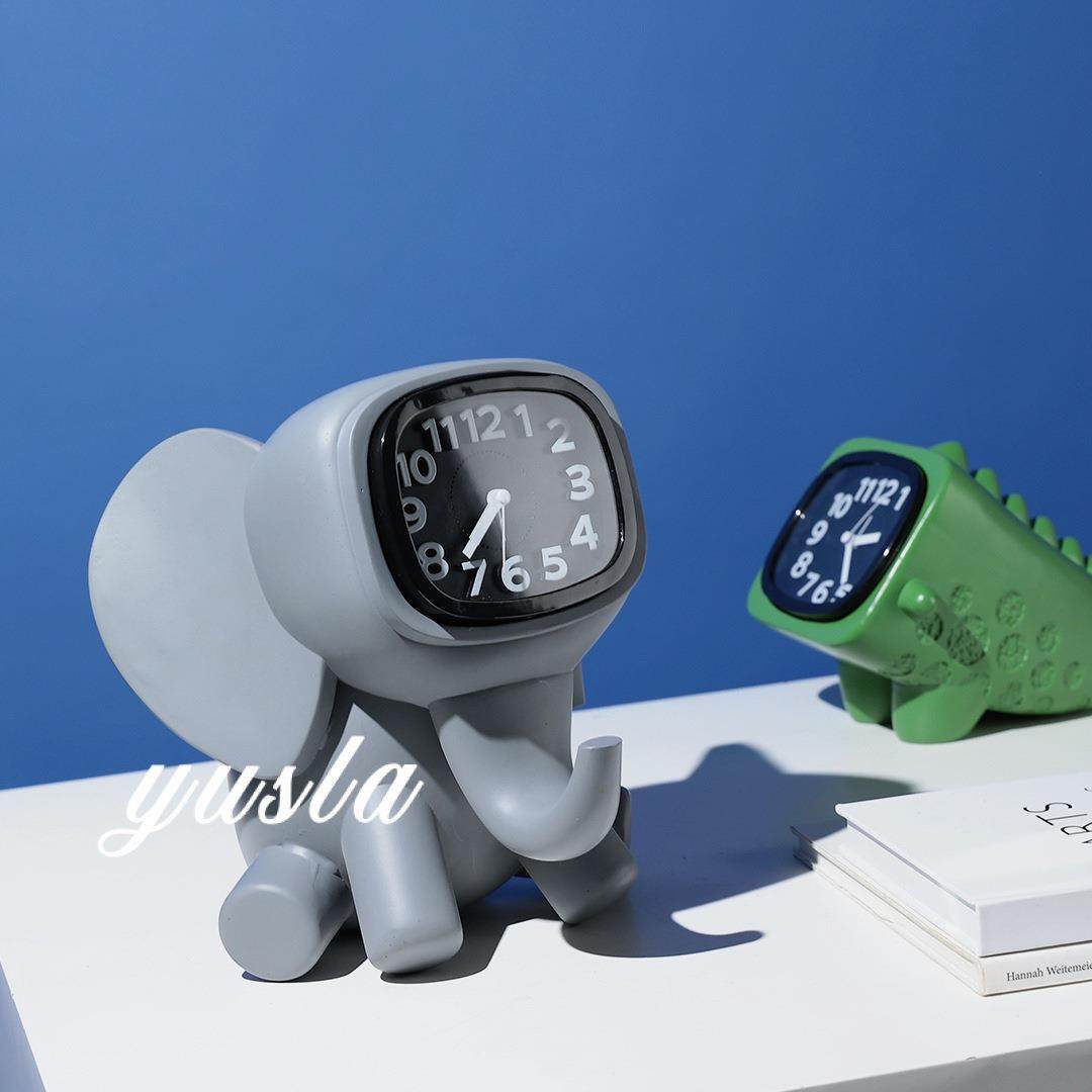 约房卡通可爱表时钟摆件儿简童WFQ样板间座钟台钟电视柜床头软装