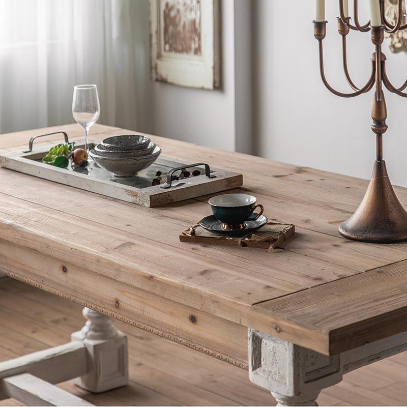 法式复长方形古餐厅餐桌民客厅大A129茶桌实工作台桌子宿办公木泡